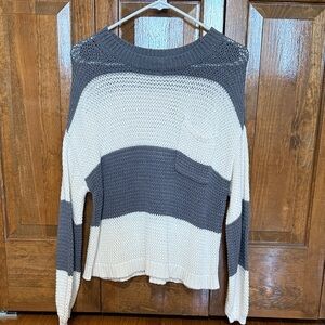 Striped Gray and Cream Women's Sweater